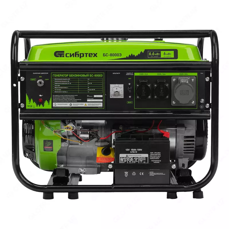   Генератор бензиновый БС-8000Э. 6 6 кВт. Электростартер//СИБРТЕХ