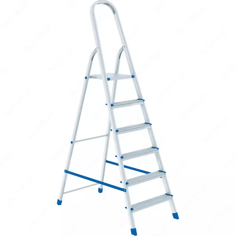 Стремянка алюминиевая 6 ступеней. Высота площадки: 123 см (СИБРТЕХ)