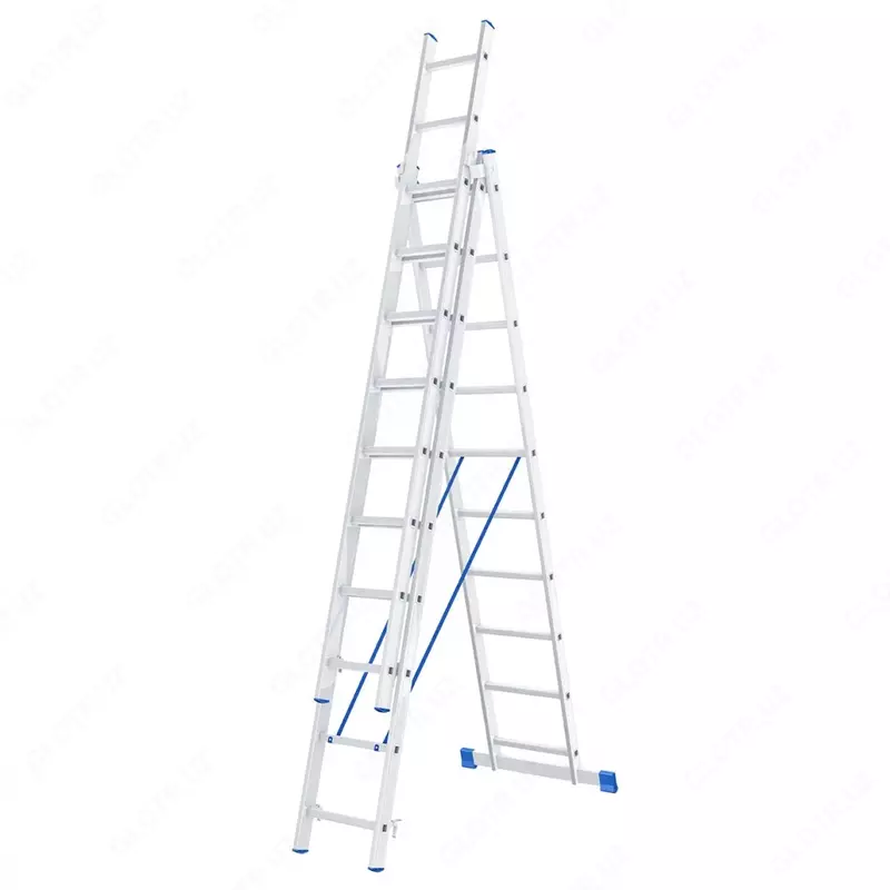 Лестница  3 х 10 ступеней  алюминиевая  трехсекционная (СИБРТЕХ)