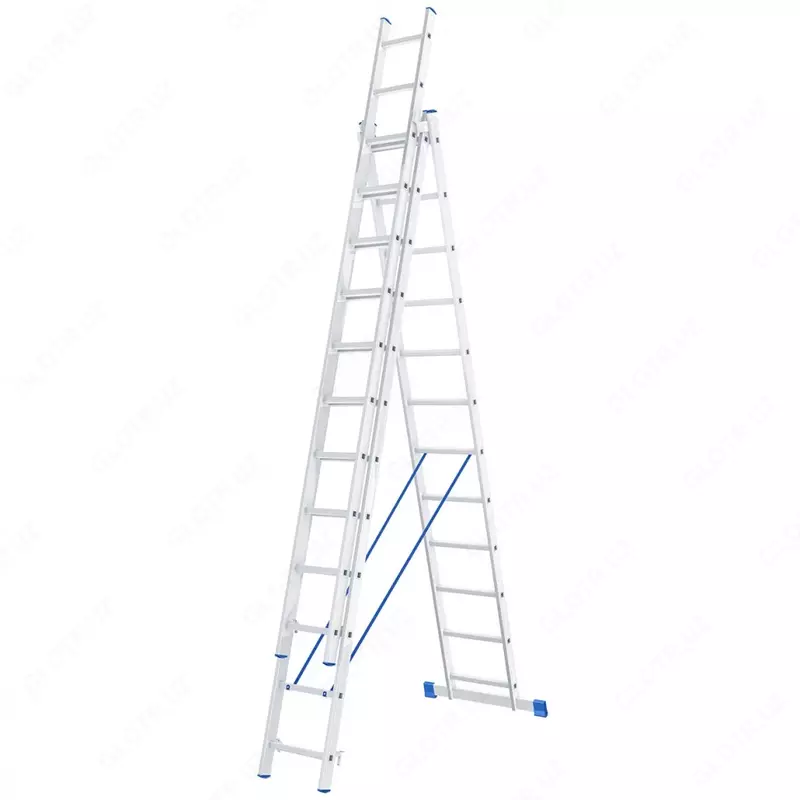 Лестница  3 х 12 ступеней  алюминиевая  трехсекционная (СИБРТЕХ)