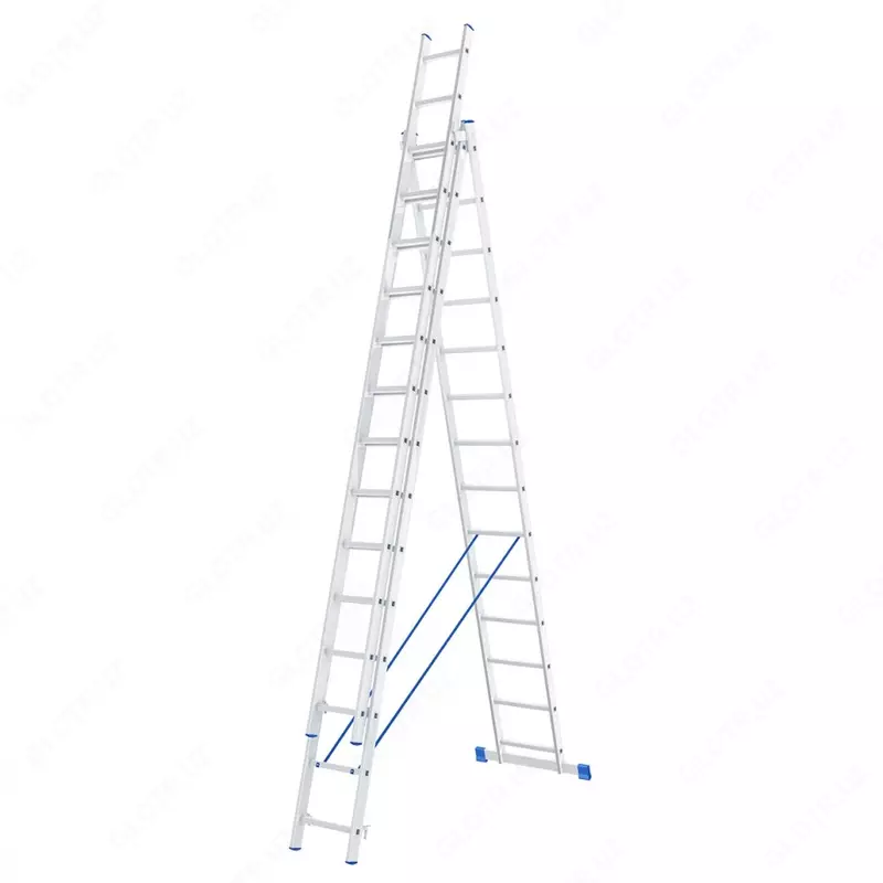 Лестница  3 х 14 ступеней  алюминиевая  трехсекционная (СИБРТЕХ)
