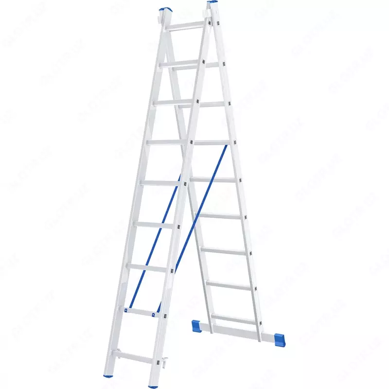 Лестница  2 х 9 ступеней  алюминиевая  двухсекционная  Россия (Сибртех)