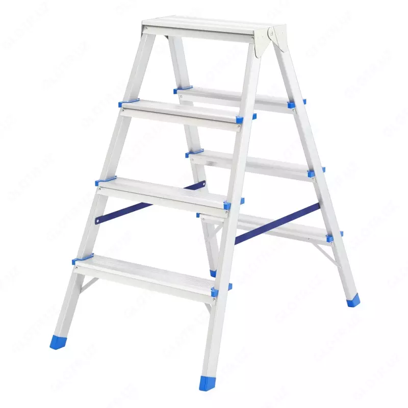 Стремянка двусторонняя 4 ступени  алюминиевая. Россия. (Сибртех)