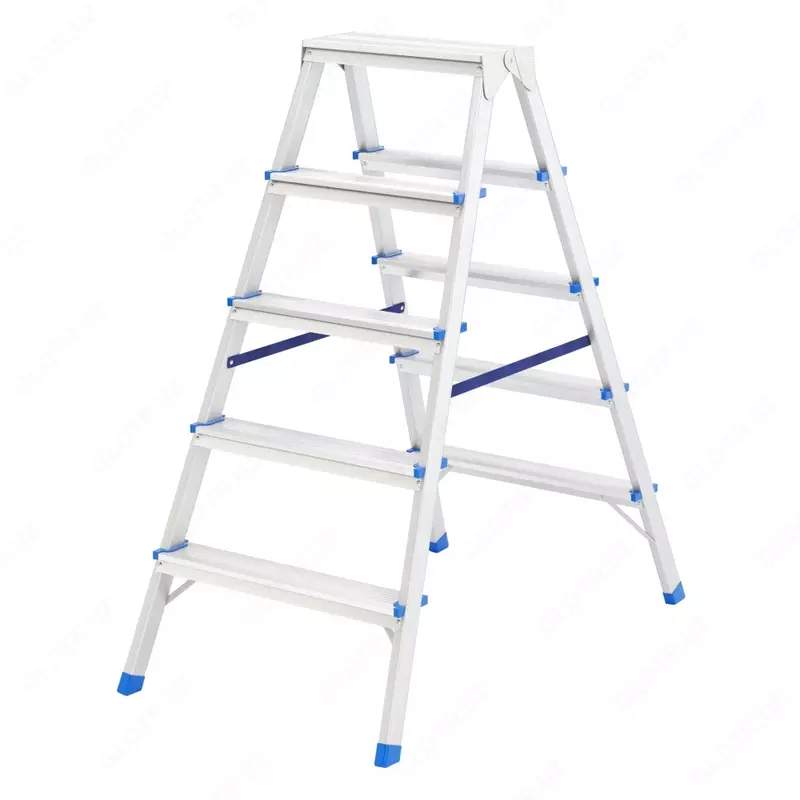 Стремянка двусторонняя 5 ступеней  алюминиевая. Россия. (Сибртех)