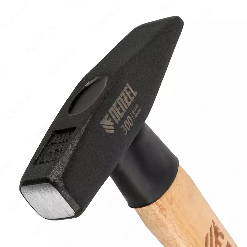  Молоток слесарный  300 г  кованый квадратный боек  буковая рукоятка Denzel - 