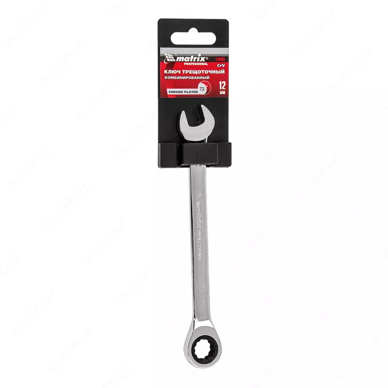  Ключ комбинированный трещоточный  12 мм  CrV  зеркальный хром Matrix Professional - 