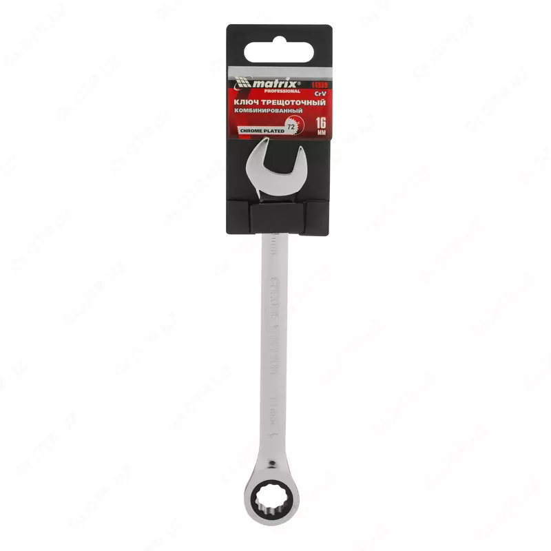  Ключ комбинированный трещоточный  16 мм  CrV  зеркальный хром Matrix Professional - 