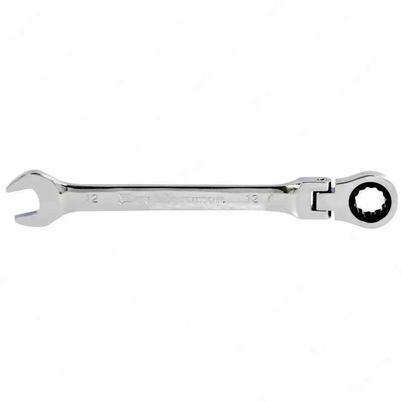 Ключ комбинированный трещоточный  12 мм  CrV  шарнирный  зеркальный хром Matrix Professional