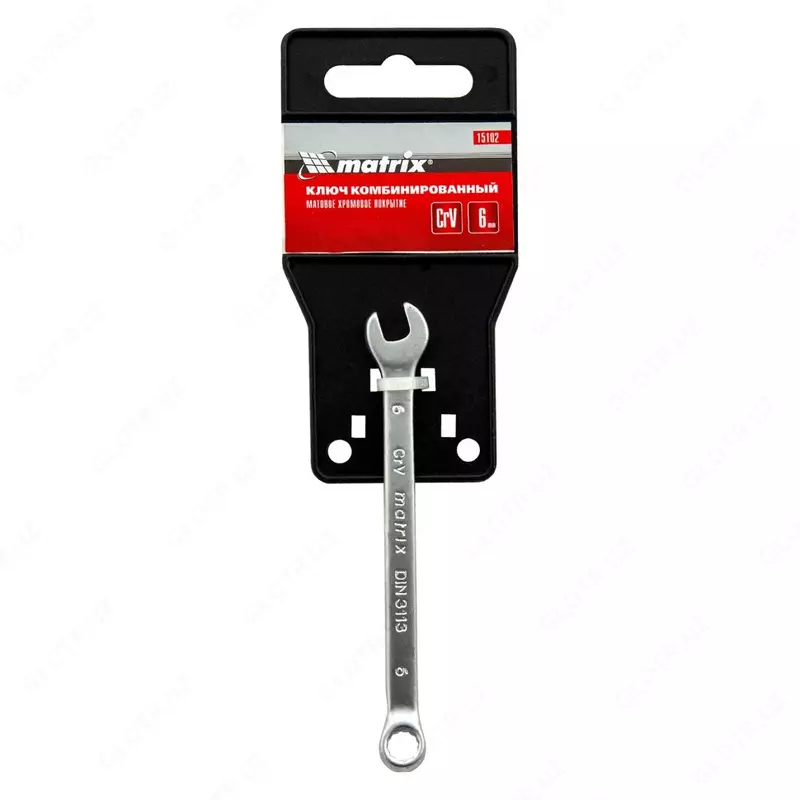  Ключ комбинированный  6 мм  CrV  матовый хром Matrix - 