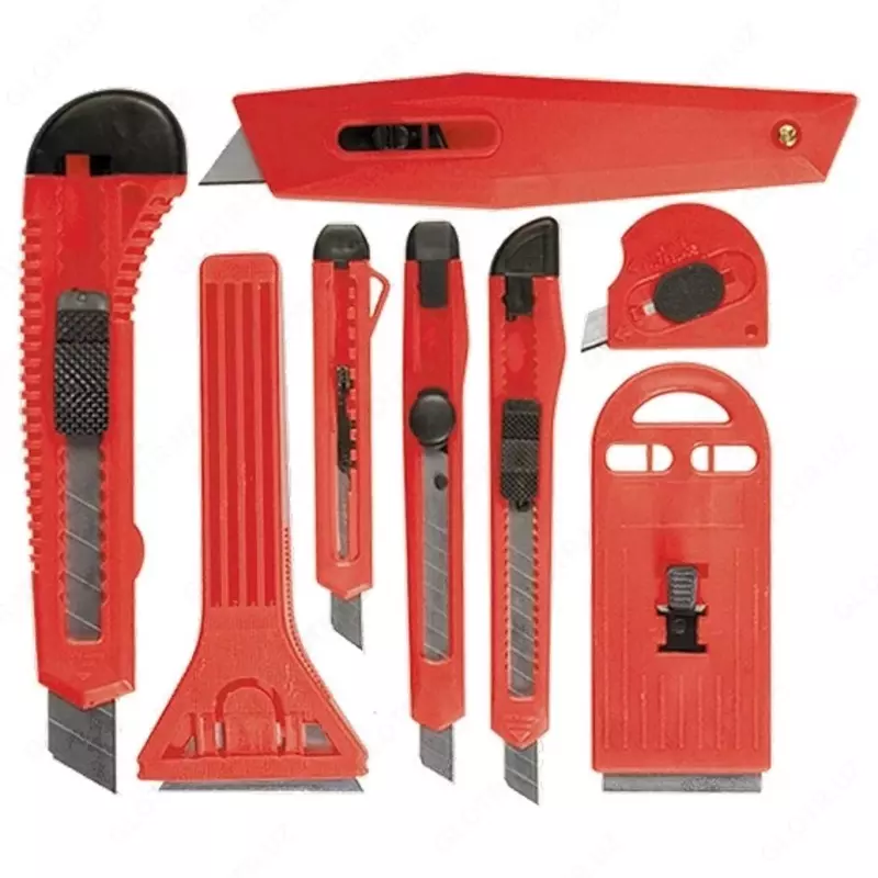 Набор ножей  выдвижные лезвия  9 мм-3 шт  18 мм-2 шт  скребки 40 и 52 мм Matrix