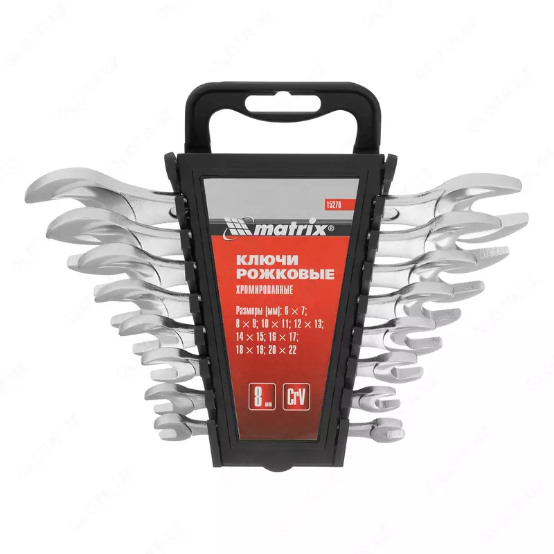 Набор ключей рожковых  6-22 мм  8 шт  CrV  хромированные Matrix
