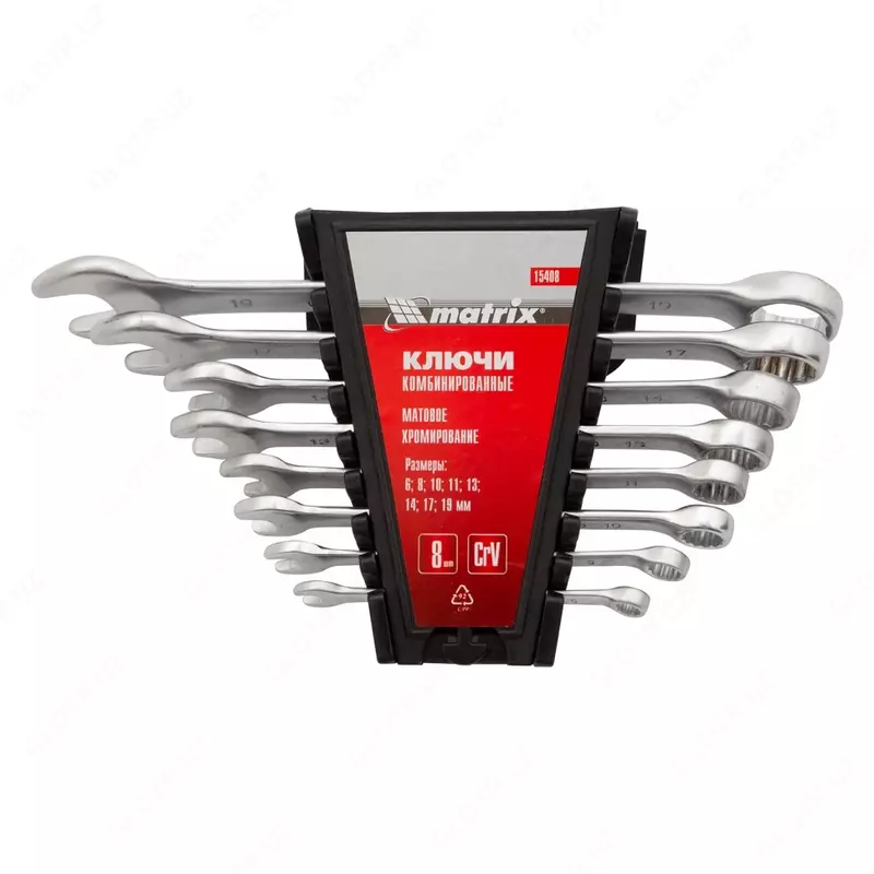   Набор ключей комбинированных  6-19 мм  8 шт  CrV  матовый хром Matrix