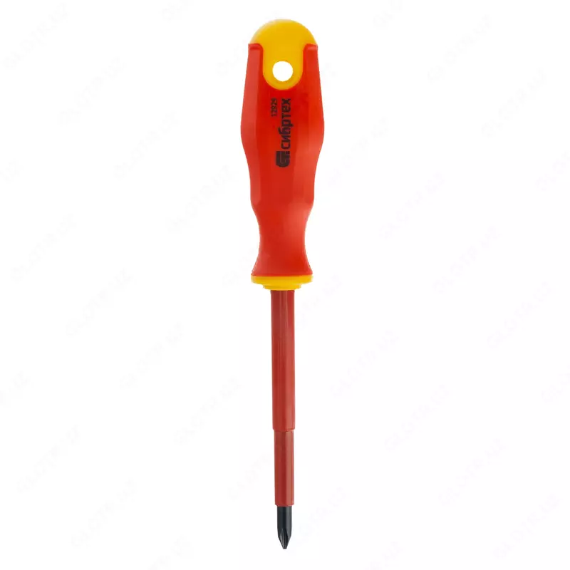  Отвертка диэлектрическая PH2 х 100 мм  CrV  до 1000 В  двухкомпонентная рукоятка Сибртех - 