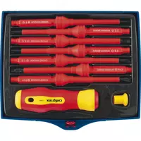 Отвертка со сменными жалами  диэлектрическая до 1000 В  9 предметов  CrV Сибртех