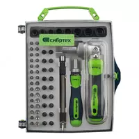 Отвертки реверсивные с набором бит  торцевых головок  61 предмет  CrV Сибртех