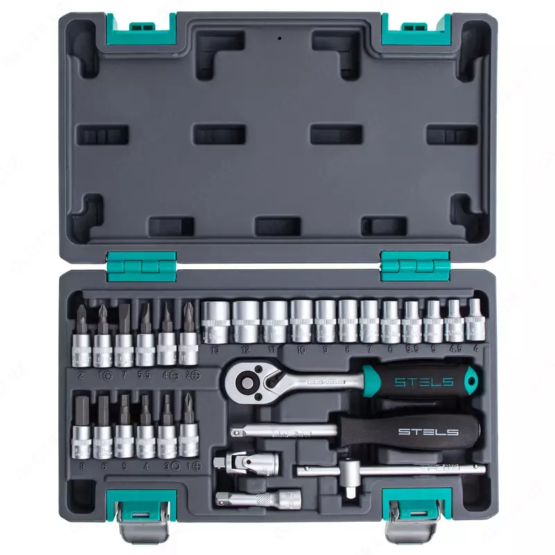   Набор инструментов  1/4  CrV  пластиковый кейс 29 предметов Stels