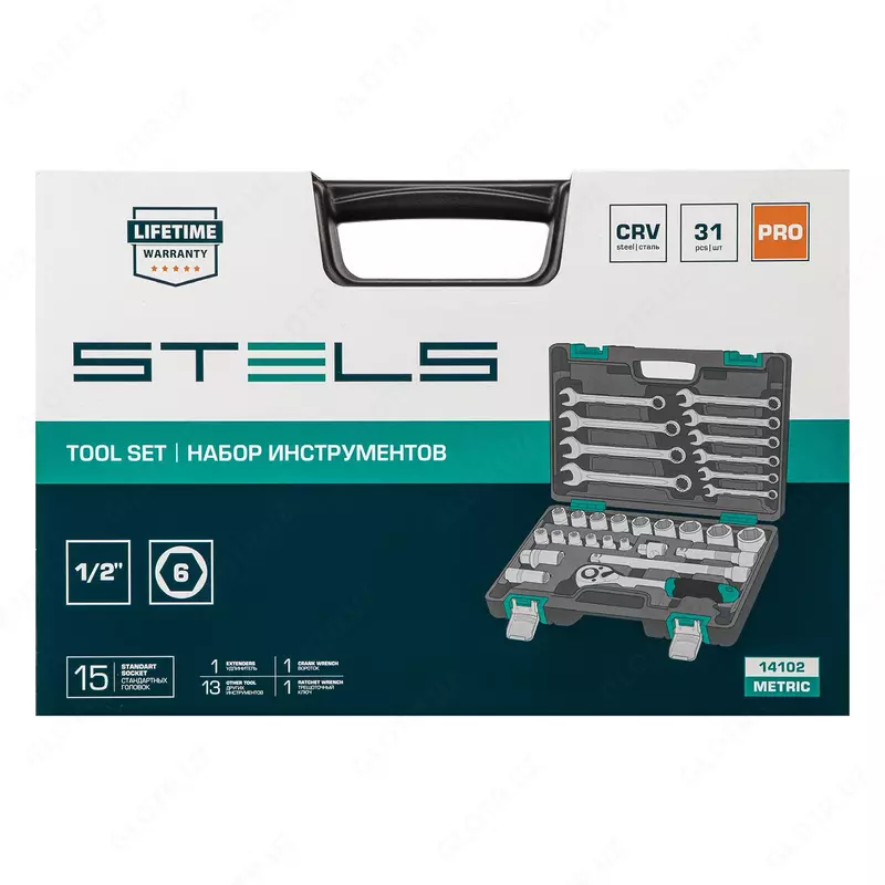  ООО QUATTRO PRO - Набор инструментов 1/2  CrV  пластиковый кейс  31 предмет Stels