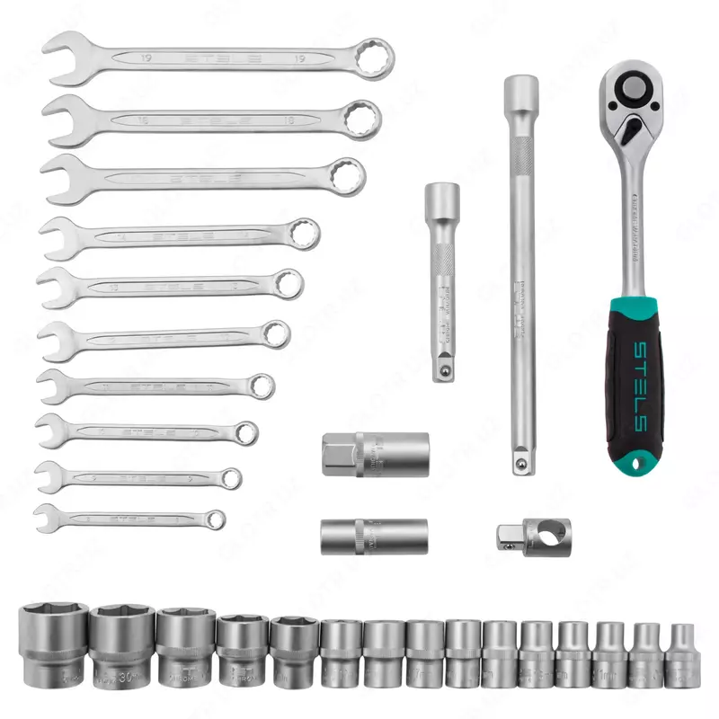  Набор инструментов 1/2  CrV  пластиковый кейс  31 предмет Stels - Набор автоинструментов