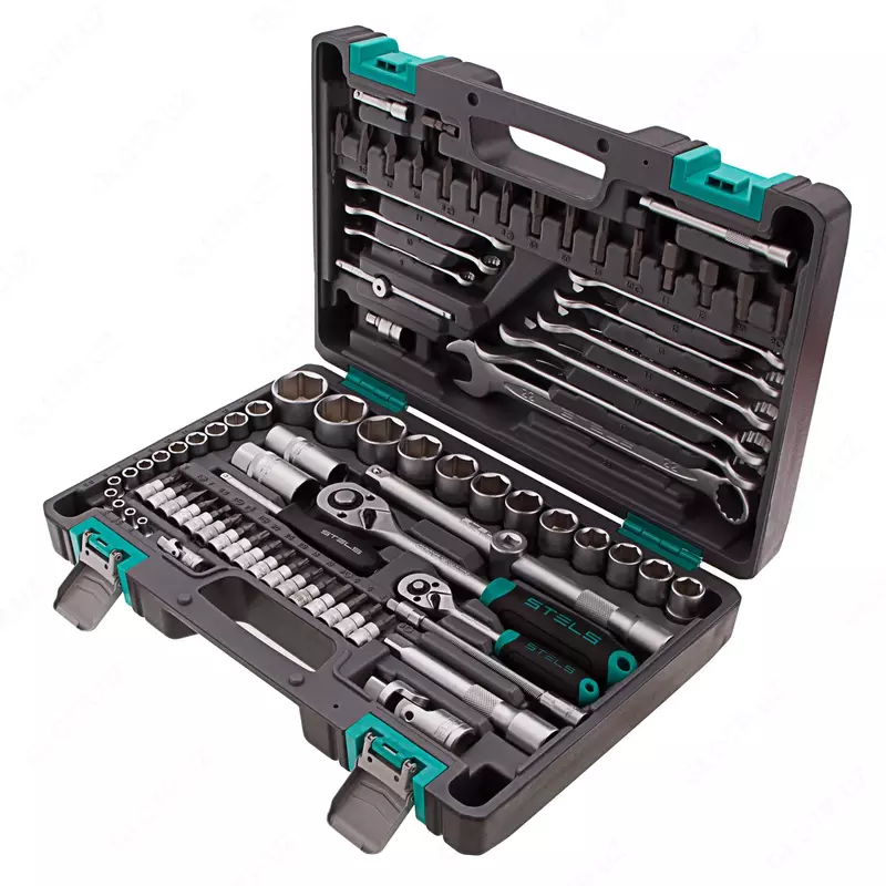 Набор инструментов  1/2  1/4  CrV  пластиковый кейс 82 предмета Stels