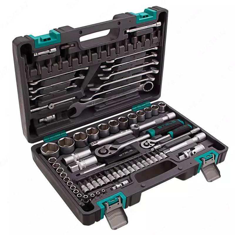  Набор инструментов  1/2  1/4  CrV  пластиковый кейс 82 предмета Stels - 