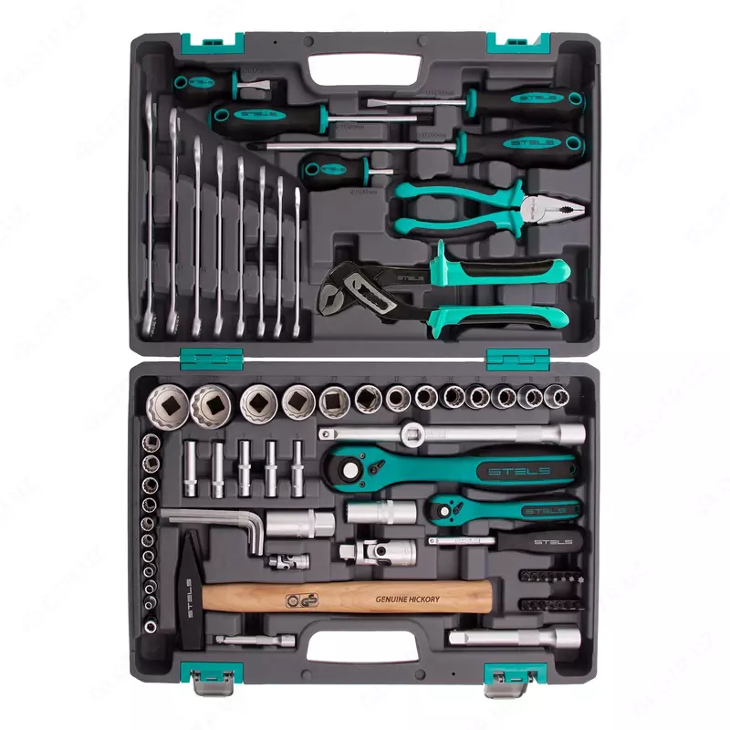   Набор инструментов  1/2  1/4  CrV  12 гранные головки  пластиковый кейс  76 предметов Stels