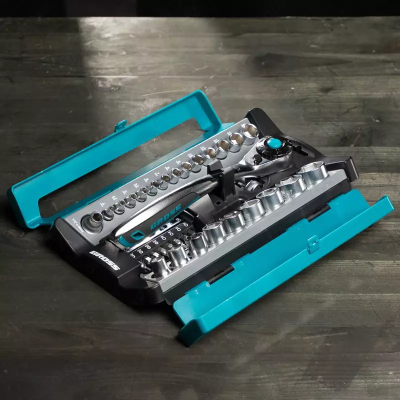  Набор торцевых головок  трещотка 120 зубьев  1/2  1/4  CrV  41 предмет Gross - 