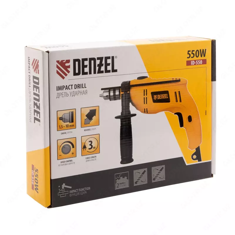  Дрель ударная ID-1050-2  1050 Вт  0-3000/0-1100 об/мин  0-48000/0-17600 уд/мин  2 скорости Denzel ООО QUATTRO PRO