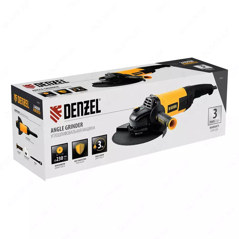  ООО QUATTRO PRO - Машина шлифовальная угловая AG230-2600  2600 Вт  230 мм  6000 об/мин Denzel