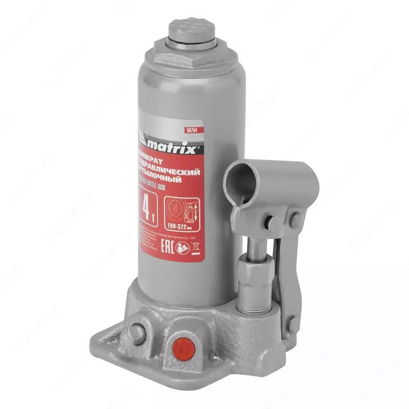  Домкрат гидравлический бутылочный  3 т  высота подъема 194-372 мм  в пластиковый кейсе Matrix - 