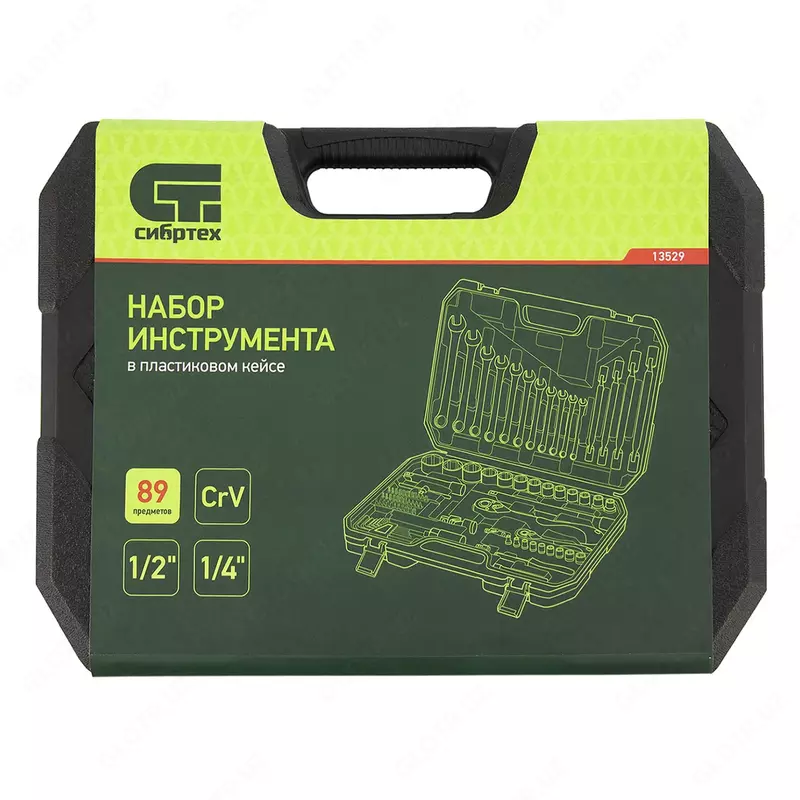  Набор инструментов 89 предметов  CrV 1/2  1/4 Сибртех ООО QUATTRO PRO