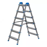 Стремянка двухсторонняя 6 ступеней  сталь профиль  стальные ступени  Сибртех