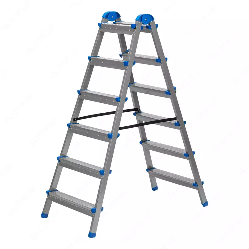Стремянка двухсторонняя 6 ступеней  сталь профиль  стальные ступени  Сибртех