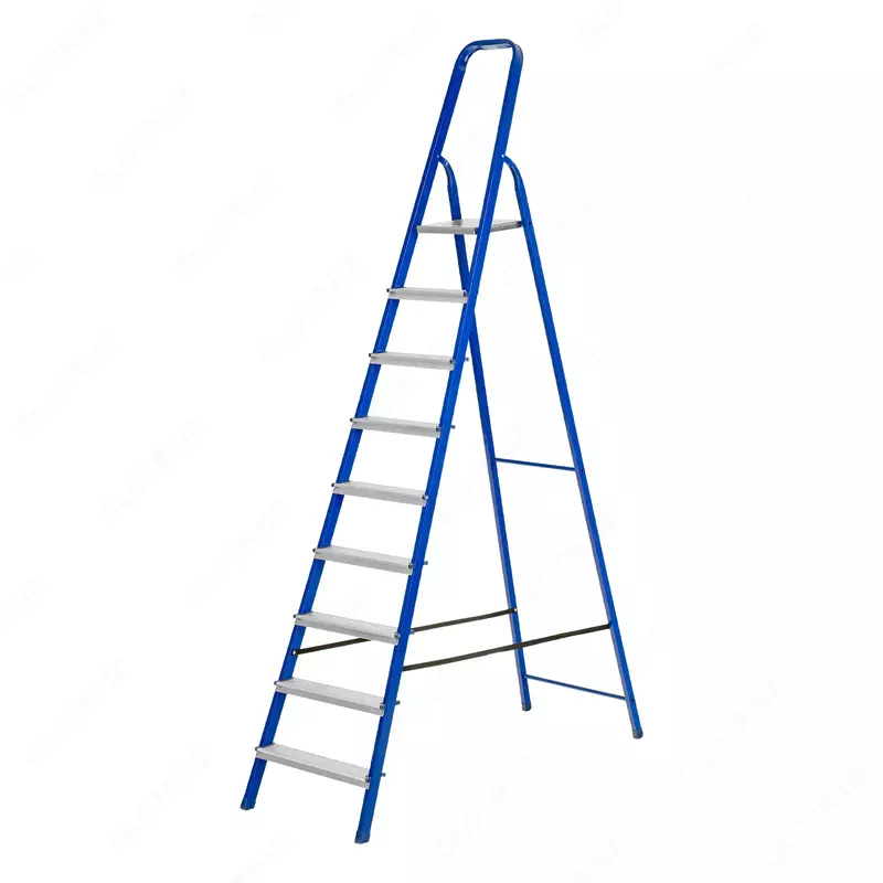 Стремянка  9 ступеней  стальной профиль  алюминиевые ступени Сибртех