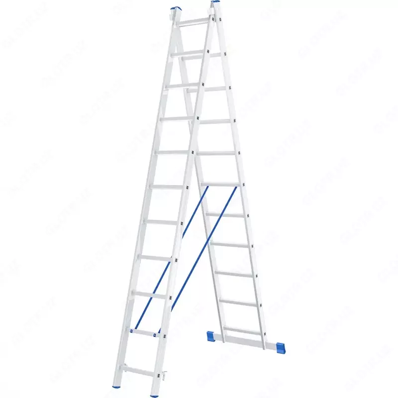 Лестница  2 х 11 ступеней  алюминиевая  двухсекционная  Сибртех