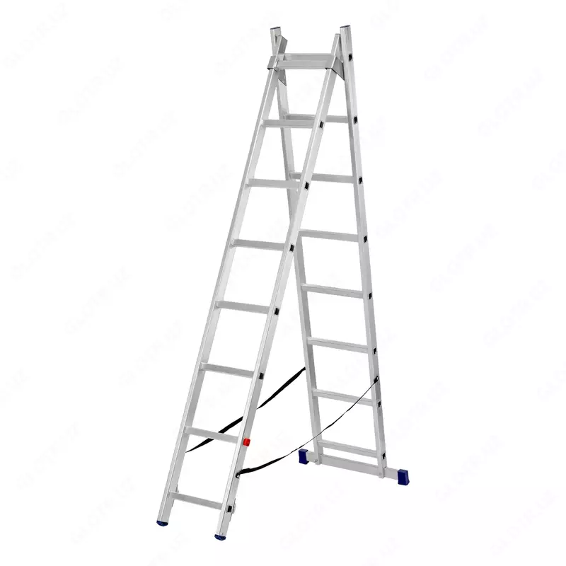 Лестница  2 х 7 ступеней  алюминиевая  двухсекционная  Сибртех