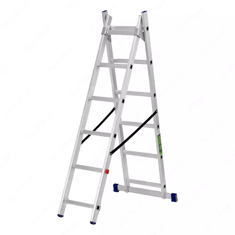 Лестница  2 х 6 ступеней  алюминиевая  двухсекционная  Сибртех