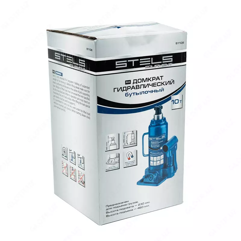  Домкрат гидравлический бутылочный  10 т  H подъема 230-460 мм Stels - ООО QUATTRO PRO