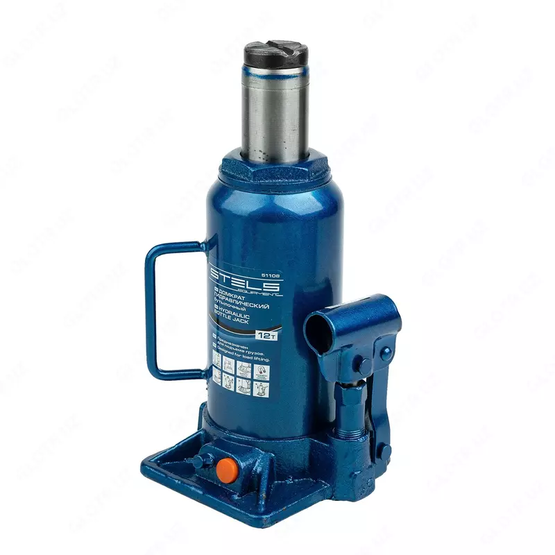  Домкрат гидравлический бутылочный  12 т  H подъема 230-465 мм Stels Домкраты