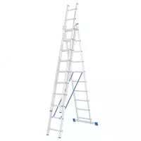 Лестница  3 х 10 ступеней  алюминиевая  трехсекционная  Сибртех