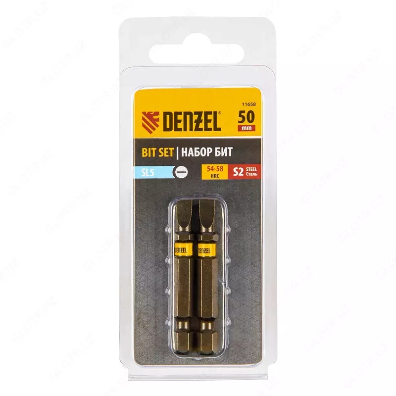  Бита SL5 0х50  сталь S2  шестигранный профиль  2 шт. Е 6 3 Denzel - 