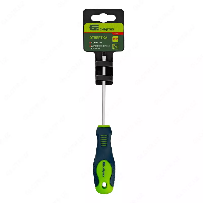  Отвертка  SL3 х 80 мм  CrV  двухкомпонентная рукоятка Сибртех - ООО QUATTRO PRO