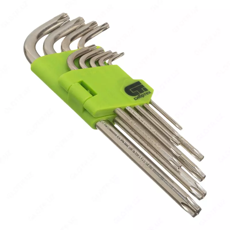  Набор ключей имбусовых Tamper-Torx   9 шт: ТТ10-ТТ50.45x  закаленные  удлиненные  никель Сибртех - 