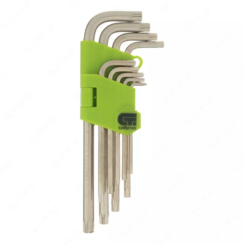   Набор ключей имбусовых Tamper-Torx   9 шт: ТТ10-ТТ50.45x  закаленные  удлиненные  никель Сибртех