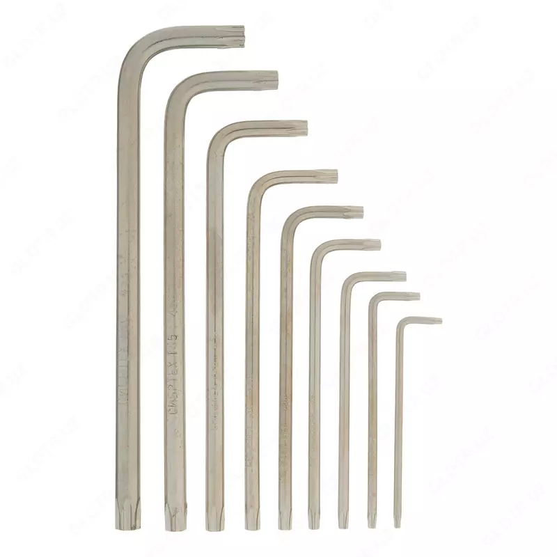  Набор ключей имбусовых Tamper-Torx   9 шт: ТТ10-ТТ50.45x  закаленные  удлиненные  никель Сибртех Только в розницу