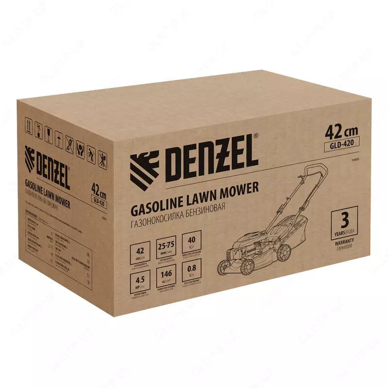  Газонокосилка бензиновая GLD-420  146 см3  ширина 42 см  40 л Denzel ООО QUATTRO PRO