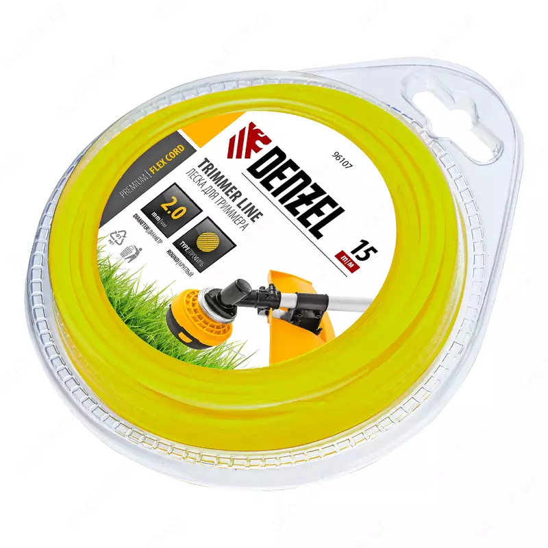 Леска для триммера  круглая 2 мм х 15 м  блистер Flex cord Denzel