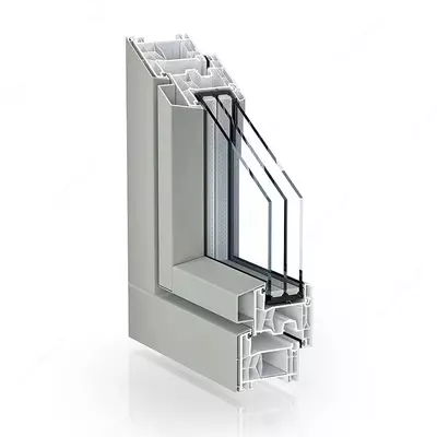 PVX Windows 76mm tizimi: TROCAL 76 ikki muhr Aluclip Pro.