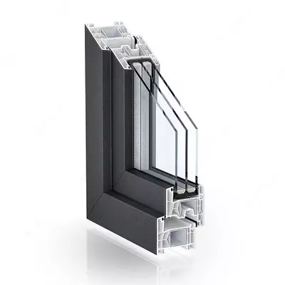 PVX oyna 76mm tizimi: Kömmerling 76 standart er-xotin muhr.