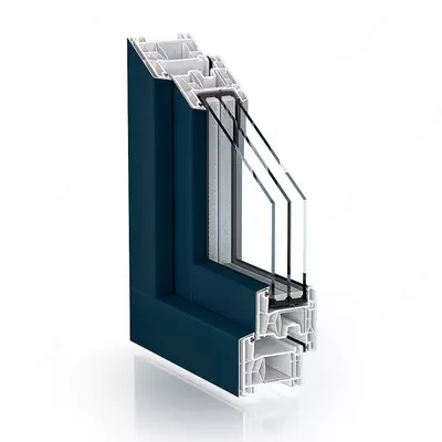 PVX oyna 76mm tizimi: Kömmerling 76 ikki muhr AluClip.