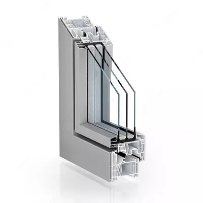 PVX  oynasi 76mm tizimi: Kömmerling 76 AluClip Zero Markaziy muhrlash tizimi.